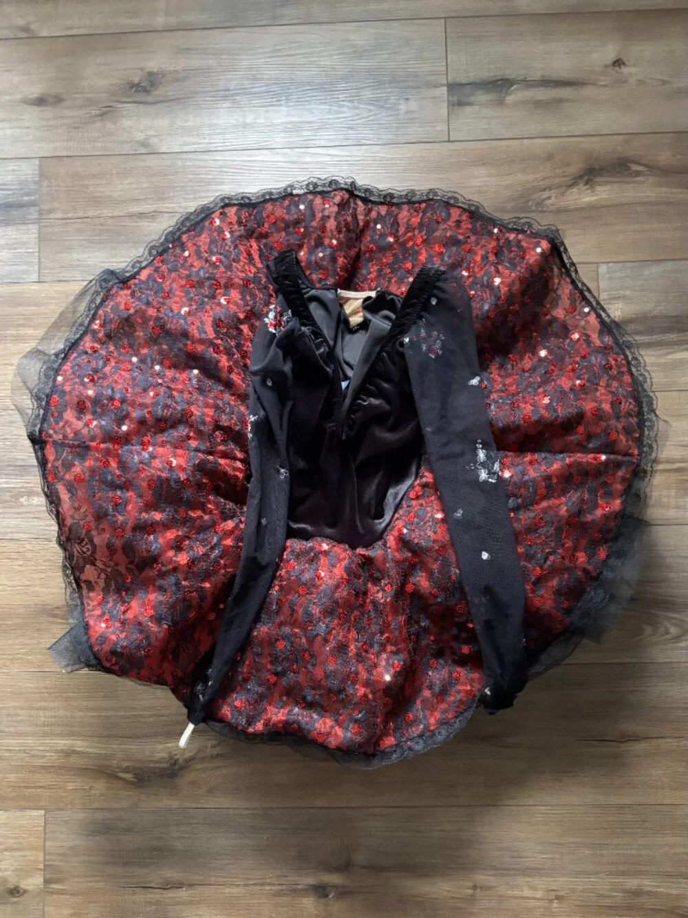 Revolution Dancewear Carmen Black Red Velvet Sequin Lace Tutu Dance Costume SA